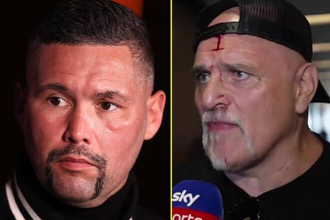 Keep my name out of your mouth’ – Tony Bellew tears into John Fury after Tyson Fury’s dad threatens to headbutt him..John Tyson bloses his right eye in the fight..see photos