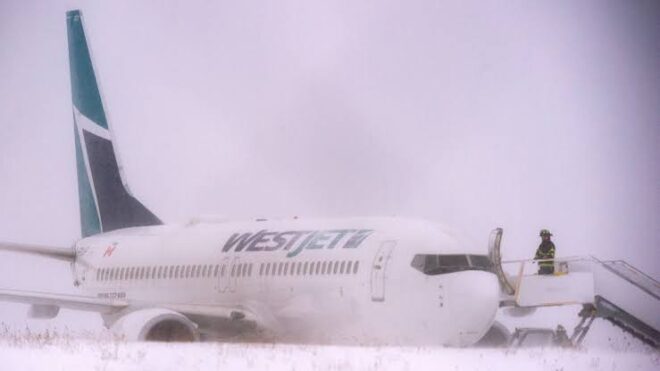 Passengers removed from WestJet aircraft after it skids off Halifax runway